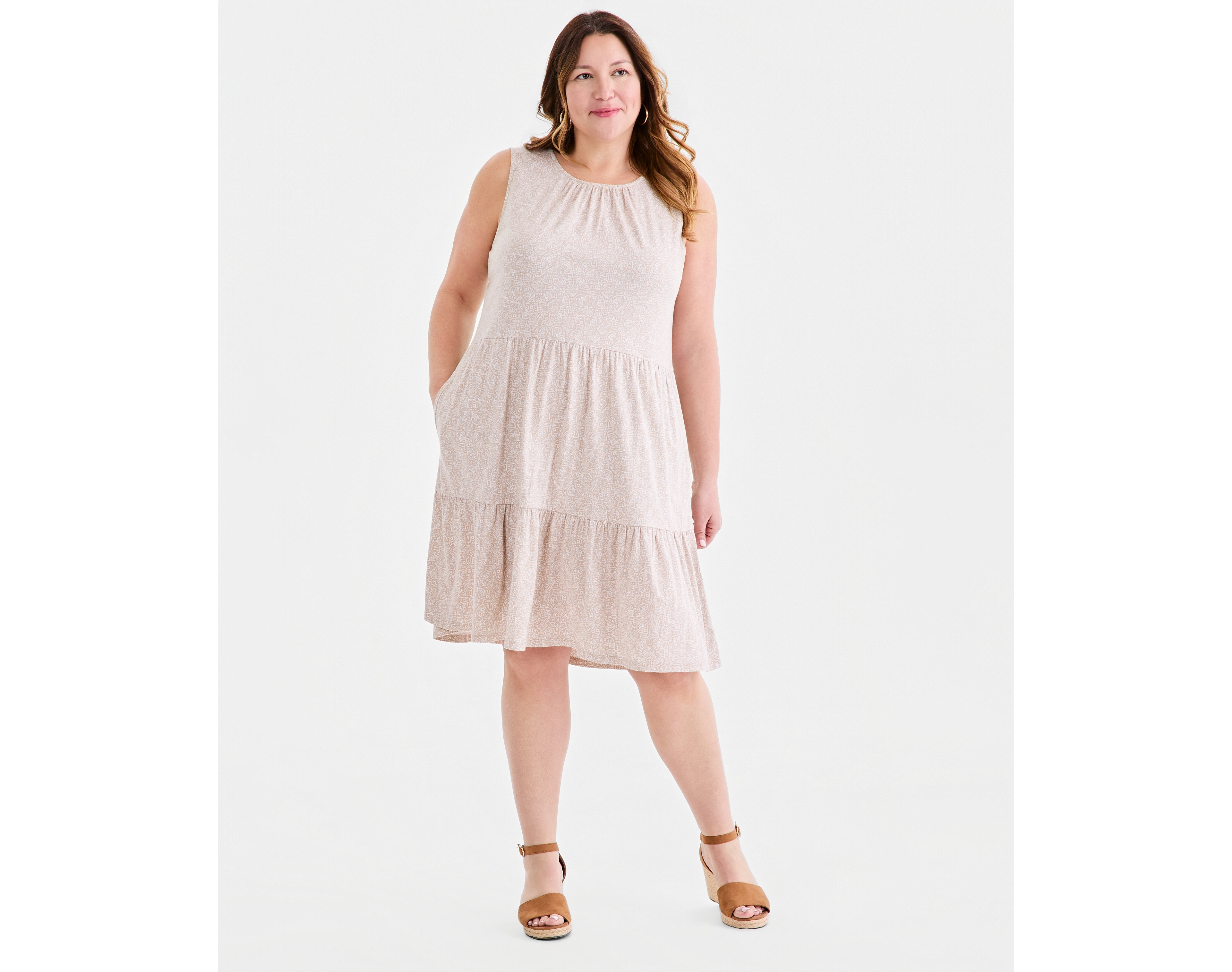 Style & Co Plus Sleeveless Tiered Tank Dress