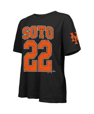 Women's Juan Soto Black New York Mets Oversized Name & Number T-Shirt