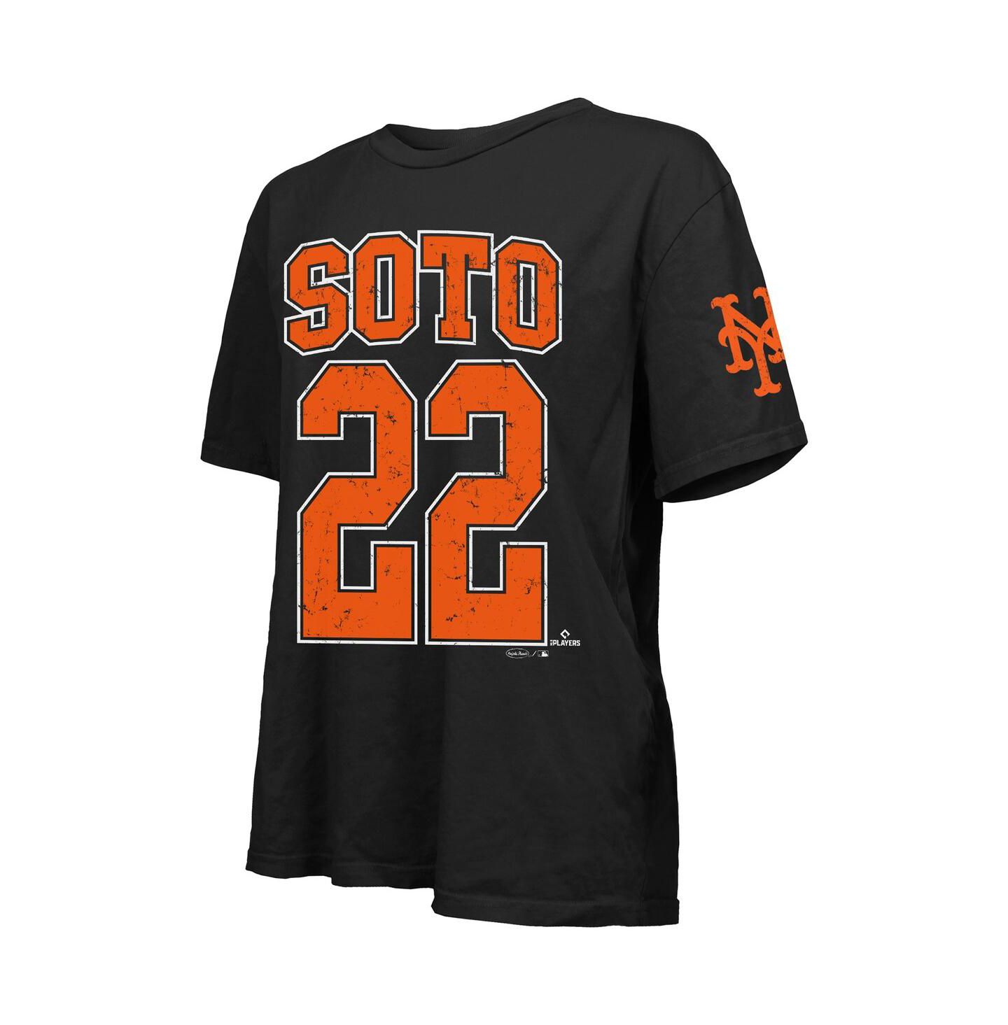 Женская футболка Majestic Threads Juan Soto Black New York Mets Oversized Name & Number — фото 2
