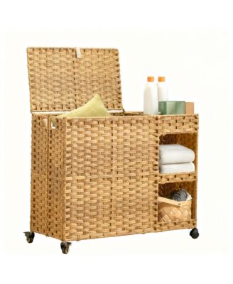 Gal. Rattan Laundry Hamper with Wheels, Liners, Mesh Bags, Durable
