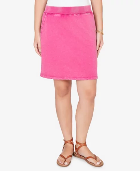 Petite French Terry Pull-On Skort - Fuchsia
