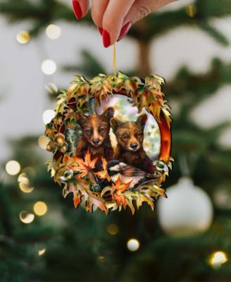 Simple Joys Black Bear Cubs Bees Holiday Ornaments, Set of 2