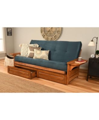 Phoenix Frame Barbados Finish Suede Mattress with Storage Drawers