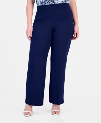 Plus Size Pull-On High-Rise Wide-Leg Pants 