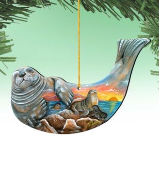 Seal Holiday Ornaments, Set of 2