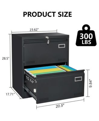 2 Drawer Lateral File Cabinet with Lock, Home Office Metal Filing Cabinet for Letter/Legal/A4/F4 Size