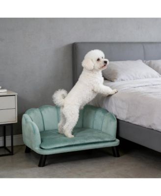 Velvet Dog Sofa, Pet Couch with Wooden Legs, Large Pet Bed for Medium and Large Dogs