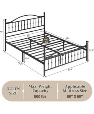 Metal Platform Bed Frame with Vintage Circular Headboard and Footboard, Heavy-Duty Iron Frame, No Box Spring Needed, Noise-Free Design