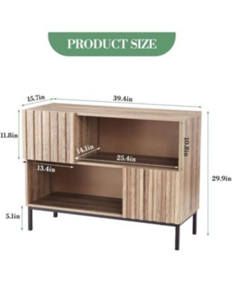 Farmhouse Entryway Table with Storage Shelves & Metal Legs - Wooden Sideboard Buffet Cabinet, Sofa Table for Living Room, Dining Room