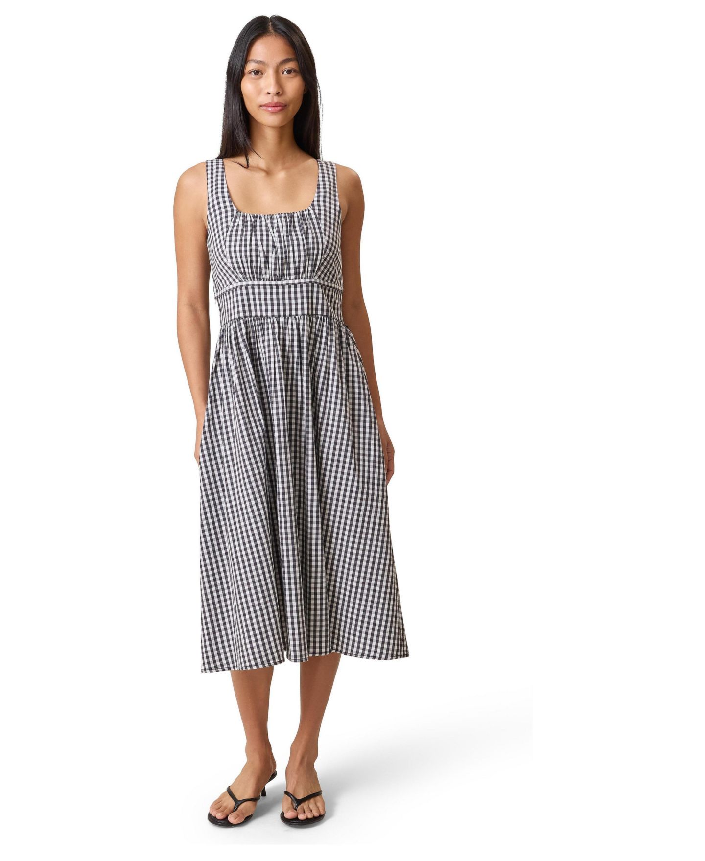 Женское платье Kindred Bravely Gracie Poplin Nursing Midi, цвет: Чёрный / Белый — фото 1