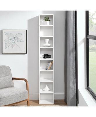 8-Tier Tall Narrow Bookshelf, Slim Storage Cabinet & Display Bookcase with Adjustable Shelves for Living Room, Office