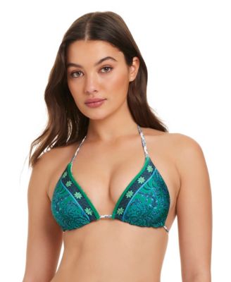 Women's Solar Power Triangle Reversible V-Neck Printed Bikini Top