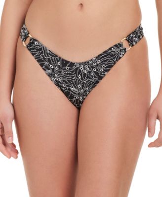 Women's Embroidered Pull-On Bikini Bottom