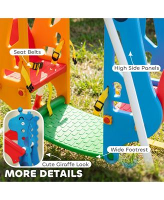 Kids Indoor Swing with Double Seats and Safety Belts, Mixed-Color