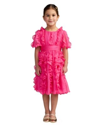 Little Girls Chiffon High Neck Ruffle Dress