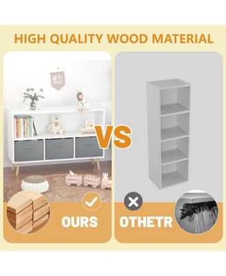 Kids Bookcase and Bookshelf, Toy Storage Cabinet Organizer with 3 Collapsible Fabric Drawers for Playroom, Living Room