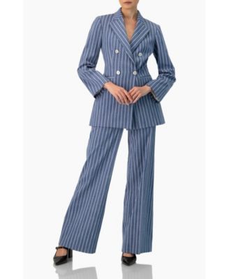 Women's Striped Wide-Leg Pants