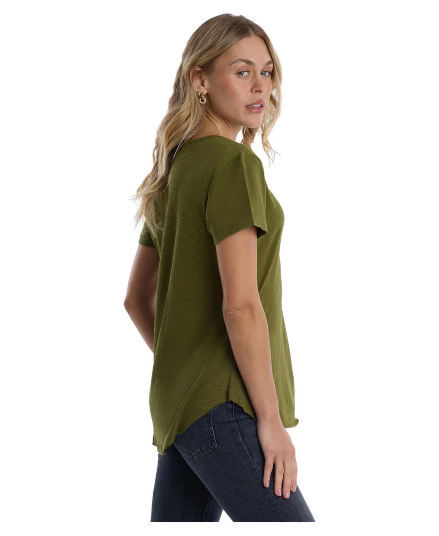 Женская футболка WILT V-Neck Henley Short Sleeve, цвет: Мох — фото 3