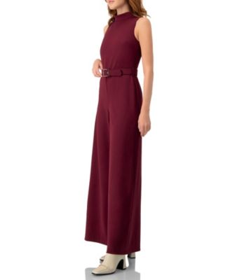 Women's Sleeveless High Neck Jumpsuit with Belt