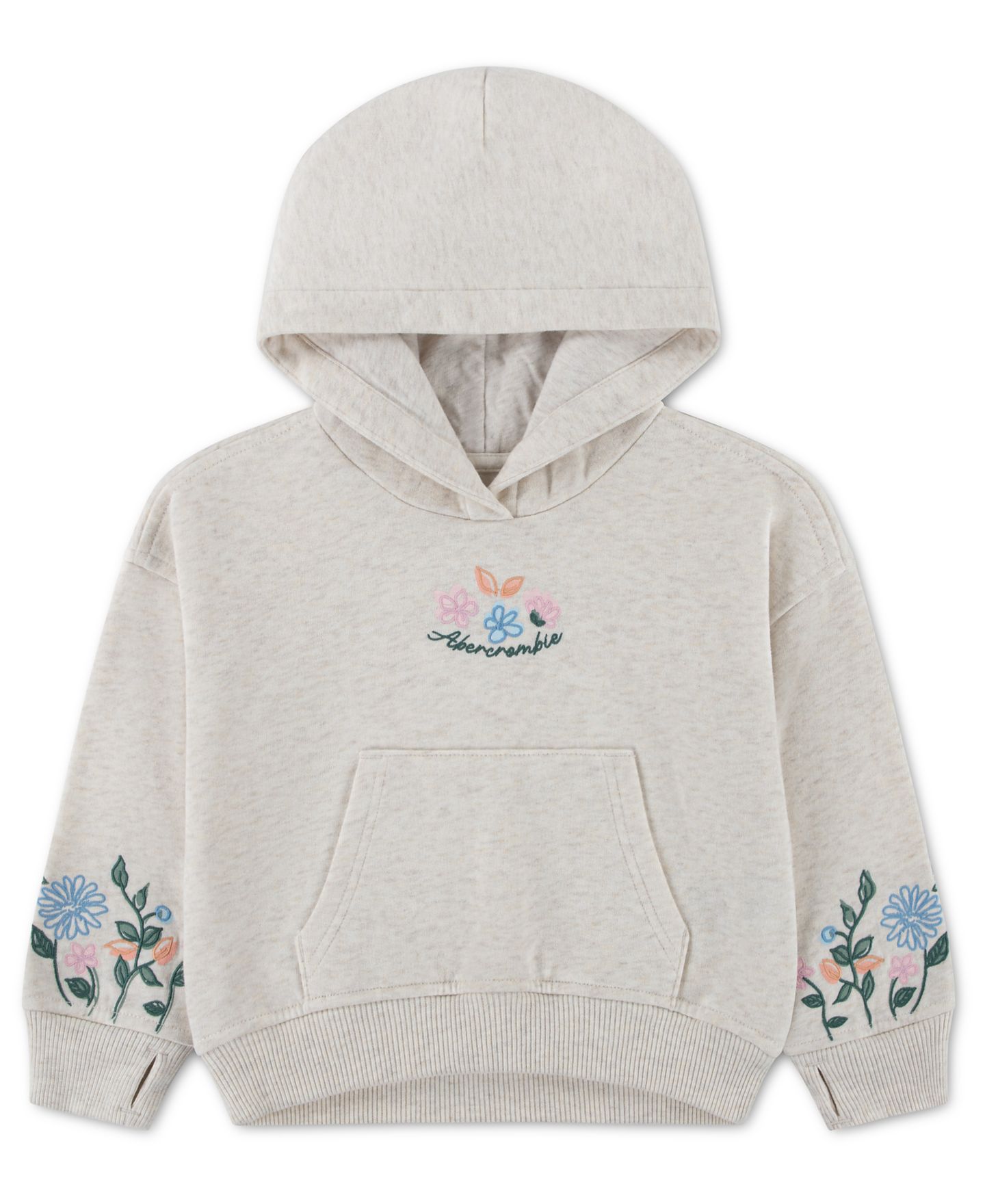 Худи abercrombie kids Essentials Embroidered Pullover для девочек-малышей, цвет: Бежевый — фото 1