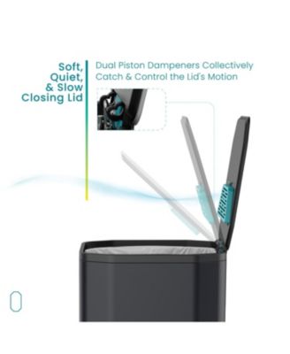 13 Gallon Slim Stainless Steel Kitchen Trash Can with CleanAura Odor Control and Soft Close Lid