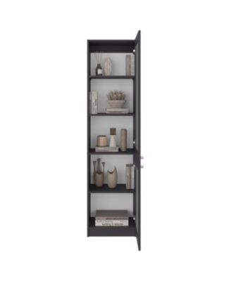 Milo Modern Storage Cabinet with 5 Shelves and Glass Front, Minimalist Design