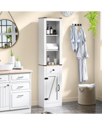 68 Inch Tall Bathroom Cabinet with Barn Door and Drawer