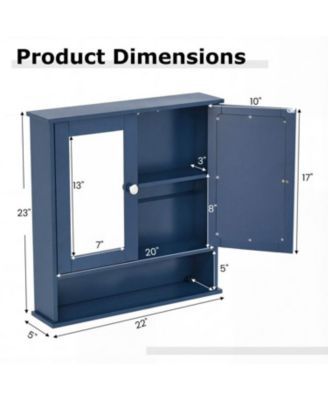 Wall Mounted Mirror Cabinet with Storage Shelf and Doors