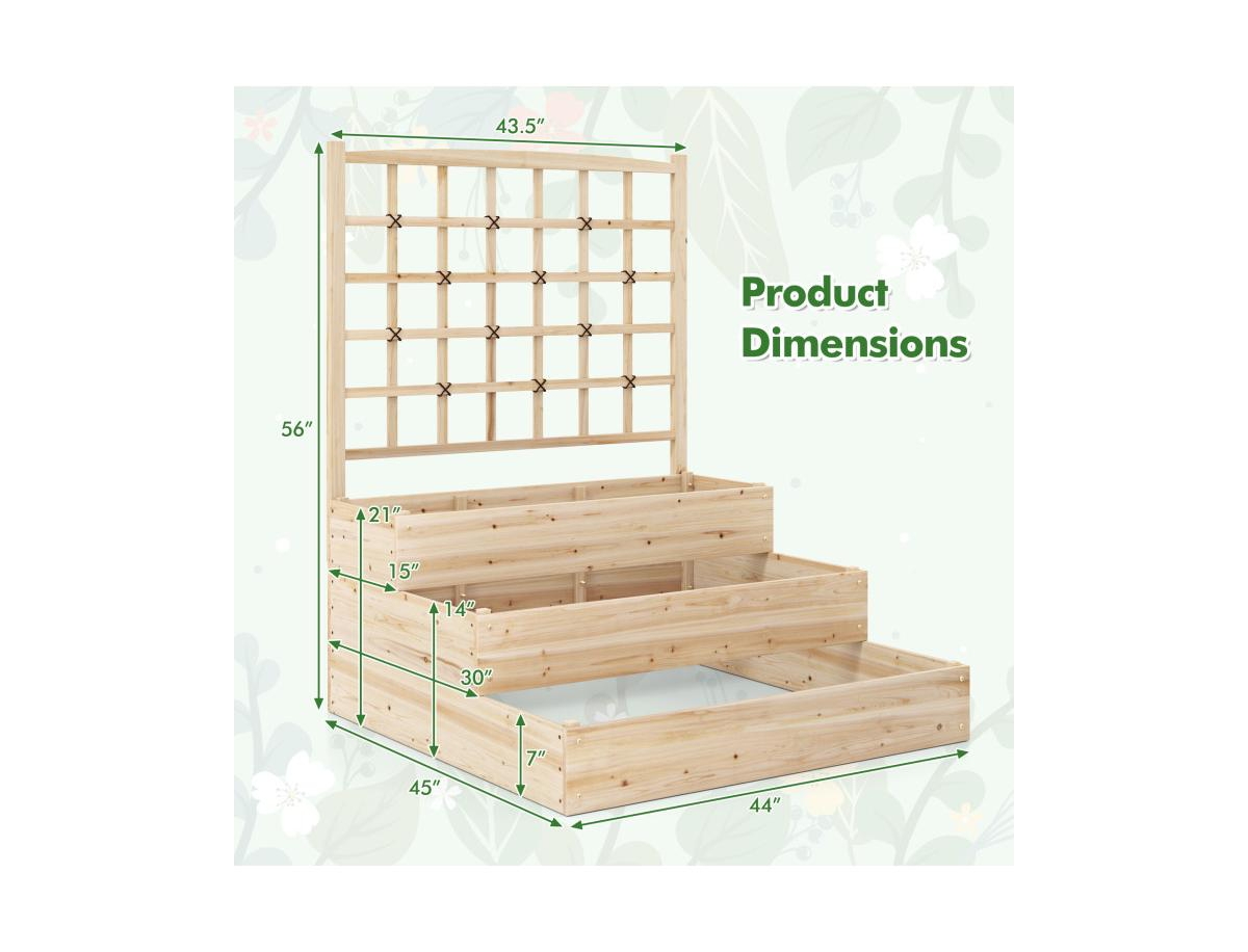Slickblue 3-Tier Raised Garden Bed with Lattice Trellis