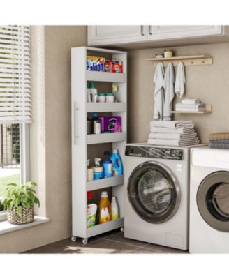 5-Tier Tall Narrow Storage Cart on Wheels, 63 '' Mobile Shelf Organizer, Rolling Utility Cart for Kitchen, Dining Room, Small Spaces