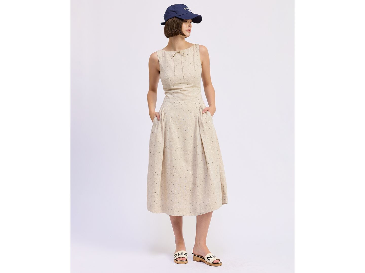 Женское платье En Saison Blakely Sleeveless Boat Neck Midi, цвет: Натуральный чёрный — фото 1
