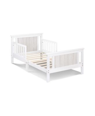 Reversible Panel Toddler Bed with Dual Tone Finish and Solid Wood Construction for Kids Bedroom