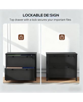 File Cabinet, Lateral Locking Filing Cabinet with 2-Drawer and Adjustable Hanging Bar for Letter/A4/Legal, Home Office Storage Cabinet