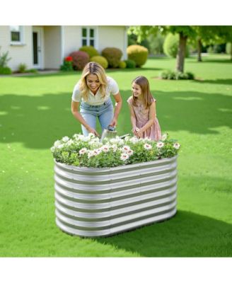 4x2x2 ft Oval Metal Raised Garden Bed Galvanized Steel