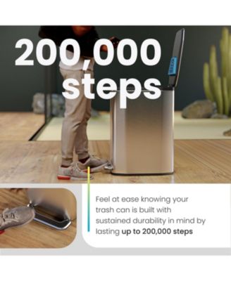 13 Gallon Slim Stainless Steel Kitchen Trash Can with Clean Aura Odor Control and Soft Close Lid