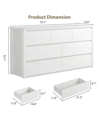 7-Drawer Dresser for Bedroom, Wide Handle-Free Wooden Chest of Drawers