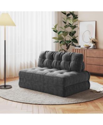 Folding Sofa Bed, Futon Sofa Bed, Floor Folding Couch for Living Room, Convertible Sleeper Chair with Pillow Foldable Mattress Back Support