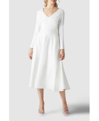 Women's V Neck Full Skirt Midi Dresses