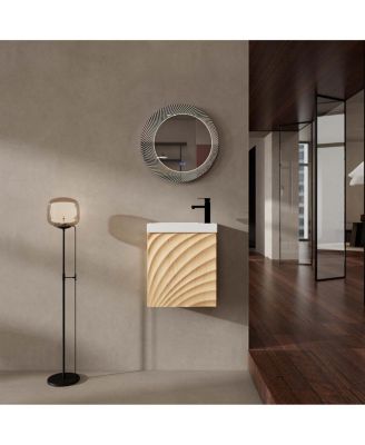 Wall Mounted Bathroom Vanity with Resin Sink, Modern 3D Shell Pattern & Soft Close Door, 18.5" Compact Cabinet for Small Bathrooms