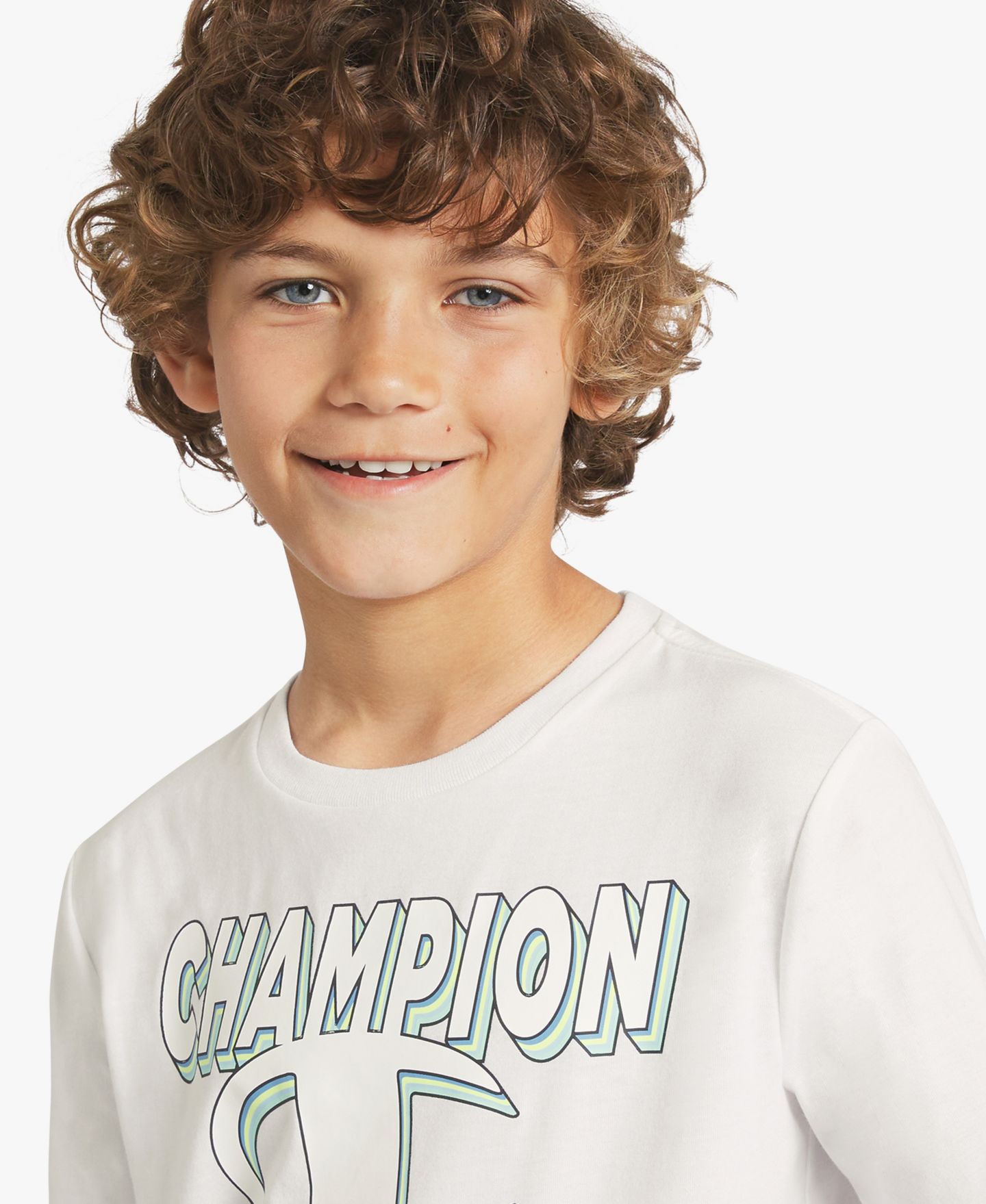 Футболка Champion Short-Sleeve Round Neck Graphic T-Shirt для мальчиков, цвет: Яркий белый — фото 3