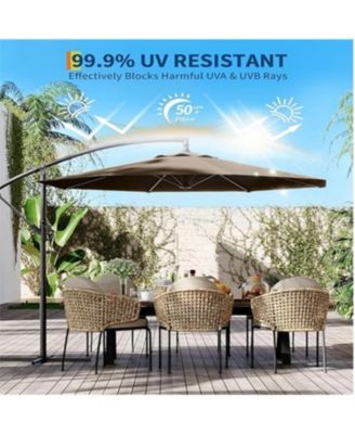 10ft Cantilever Hanging Patio Umbrella with Crank & Cross Base