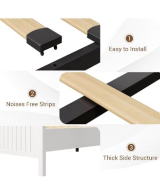 Farmhouse Bed Frame Size With LED Lights and Charging Station, Wooden Platform Bed With Storage Bookcase Headboard