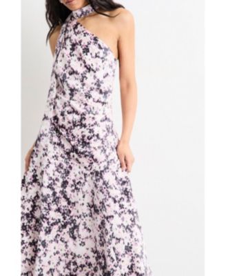 Women's Scarf Tie Asymmetric Maxi Dress