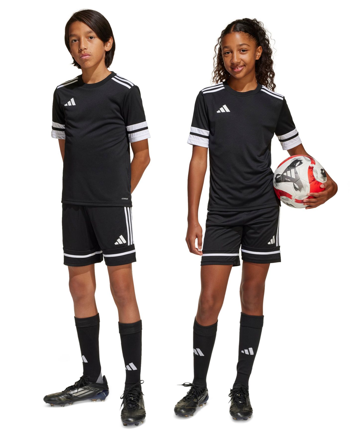 Детские шорты adidas Boys' and Girls' 6-20 Drawstring, цвет: Чёрный / Белый — фото 1