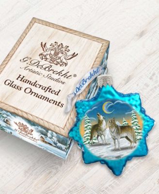 Wolves in the Winter Moon Mercury Holiday Ornament