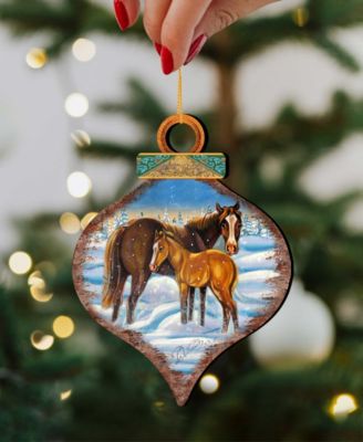 2 Piece Horses Scenery Wood Ornament Set