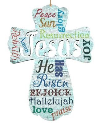 Jesus Cross Easter Wood Ornament, Set of 2