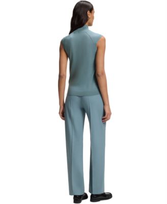 Women's Merino Wool Mock Neck Sleeveless Top