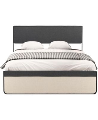 Full Platform Bed With Upholstered Headboard and Footboard Steel Slat Support Spacious Storage No Box Spring Needed