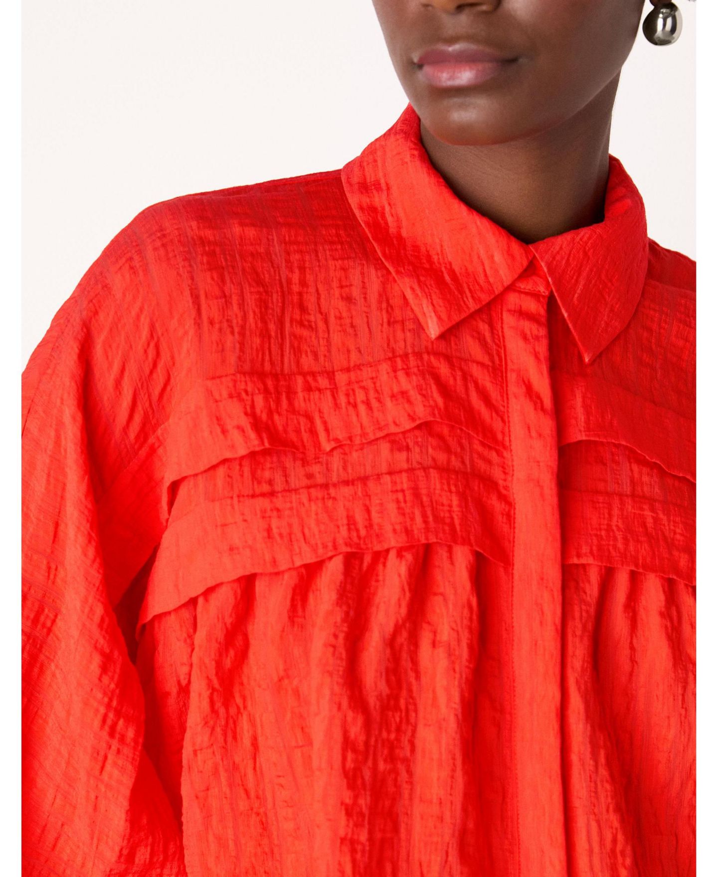 Женская блузка Whistles Textured Frill Detail, цвет: Красный — фото 3